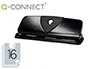 Q-connect Perforadora Q-KF01238 4 Agujeros con Regleta, Apertura 1.6mm, Capacidad 16 Hojas, Color Negro, Metálico y Plástico, 280x110mm Base