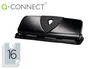Q-connect Perforadora Q-KF01238 4 Agujeros con Regleta, Apertura 1.6mm, Capacidad 16 Hojas, Color Negro, Metálico y Plástico, 280x110mm Base