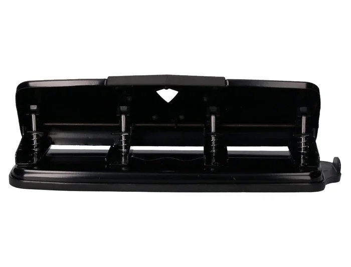 Q-connect Perforadora Q-KF01238 4 Agujeros con Regleta, Apertura 1.6mm, Capacidad 16 Hojas, Color Negro, Metálico y Plástico, 280x110mm Base