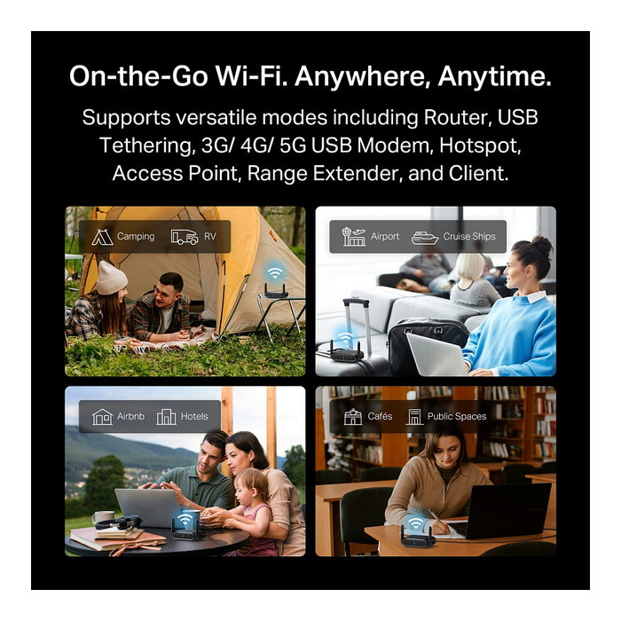 TP-Link TL-WR3602BE BE3600 Router Wi-Fi 7 Portátil, Wi-Fi 7 802.11be Dual Band (2.4 GHz/5 GHz), Velocidad 2882 Mbps, 1 Puerto 2.5G LAN, Negro