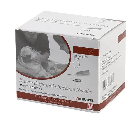 Kruuse Agujas Desechables 1,6x25mm 16G Blanca 100ud Kruuse Agujas Desechables 1,6x25mm 16G Blanca 100ud