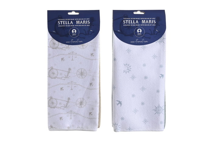 DKD Home Decor Paño Stella Maris Azul Blanco 60 x 40 cm Microfibra Set de 2 DKD Home Decor Paño Stella Maris Azul Blanco 60 x 40 cm Microfibra Set de 2