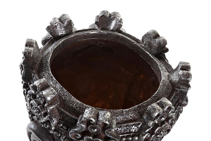 DKD Home Decor Macetero Oriental Gris Resina Buda 20 x 30 x 20.5 cm (2 Unidades)