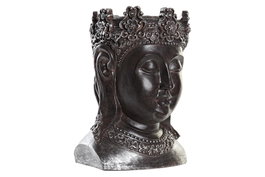 DKD Home Decor Macetero de Resina Buda Gris