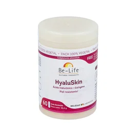 BE-LIFE Hyaluskin 60 Cápsulas - Suplemento para Mantenimiento y Estructura de la Piel con Colágeno Marino, Ácido Hialurónico y Vitamina C