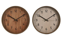 DKD Home Decor Reloj de Pared Símil Madera Pack de 2