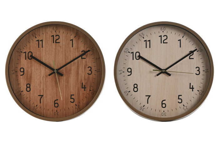 DKD Home Decor Reloj de Pared Símil Madera Pack de 2 DKD Home Decor Reloj de Pared Símil Madera Pack de 2
