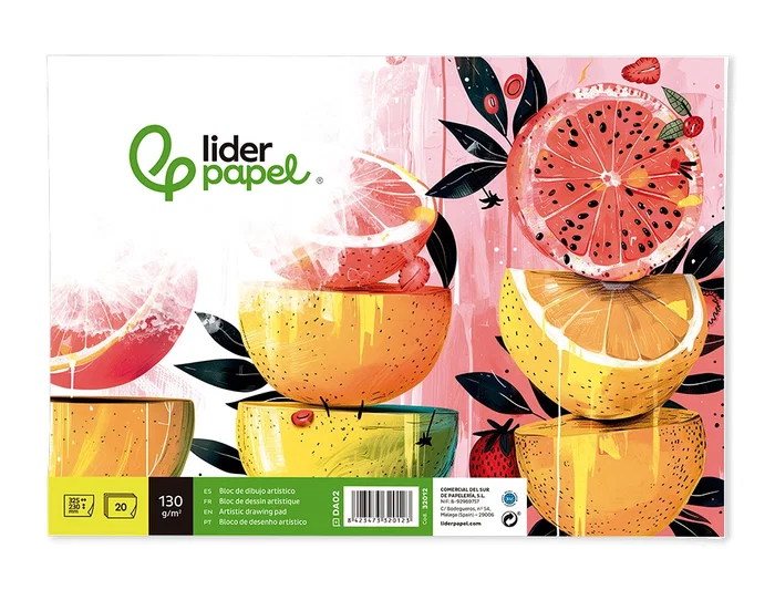 Liderpapel Bloc Dibujo Artístico Encolado 230x325mm 20 Hojas 130g/m2 Sin Recuadro