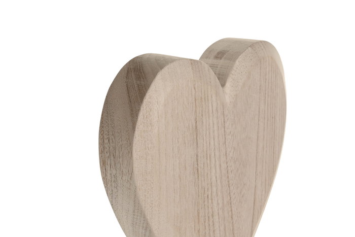 DKD Home Decor Set de Decoración de 3 Piezas con Corazón en Paulownia y Metal