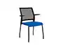 Rocada Silla Confidente Brazos Fijos Estructura Metálica Asiento Tela Ignífuga Azul Respaldo Malla