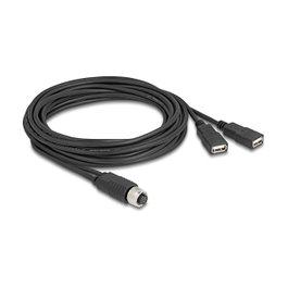 DeLOCK 60651 Cable M12 codificación A 8 pines a 2 x USB 2.0 Tipo-A 3 m negro