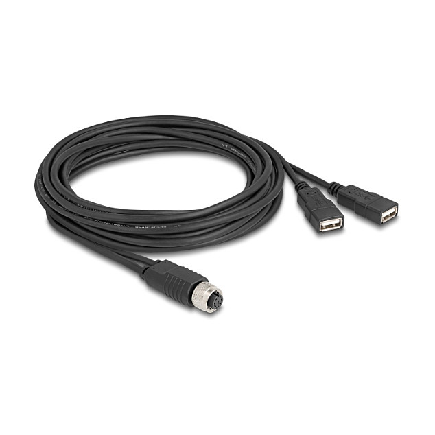 DeLOCK 60651 Cable M12 8 pines hembra a 2 x USB 2.0 Tipo-A 3 m Negro DeLOCK 60651 Cable M12 8 pines hembra a 2 x USB 2.0 Tipo-A 3 m Negro