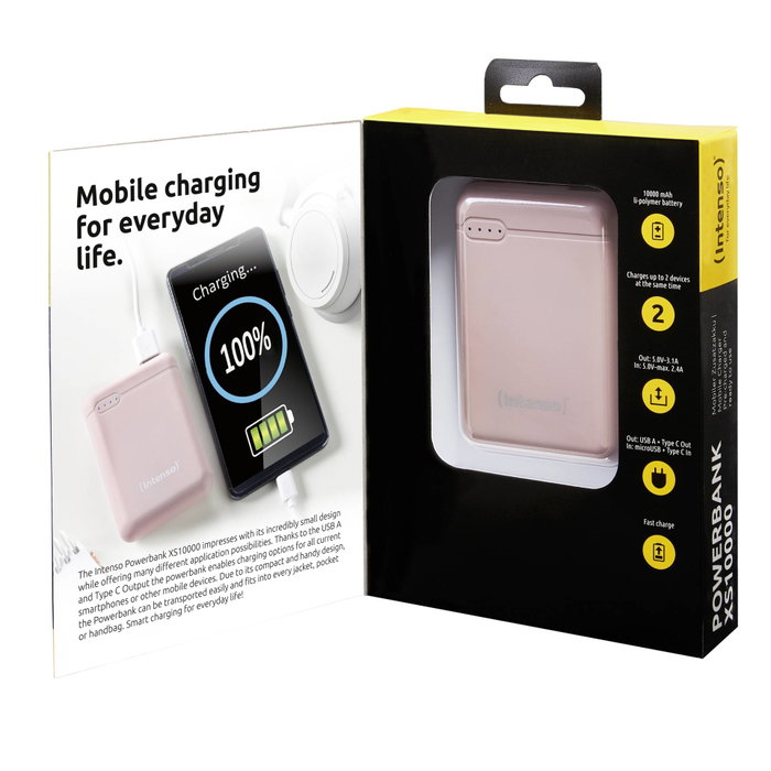 Intenso Powerbank XS10000 Rosa 10000 mAh con USB-A a Type-C Intenso Powerbank XS10000 Rosa 10000 mAh con USB-A a Type-C