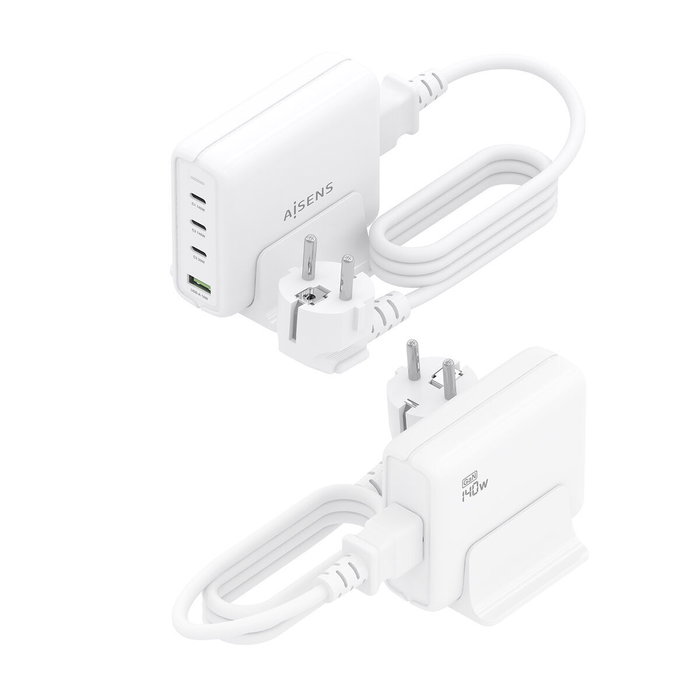 AISENS Cargador Sobremesa GaN 140W 3x USB-C PD3.1 1x USB-A Blanco