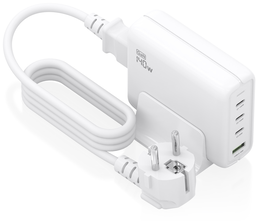 AISENS Cargador de Sobremesa GaN 140W con 4 Puertos (3x USB-C PD3.1, 1x USB-A) - Carga Rápida QC5.0 QC4.0 QC3.0 PPS, 20V Máx, 5A, Blanco