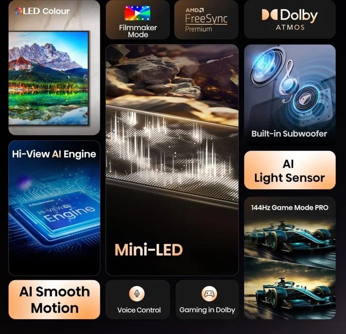 Hisense 55E8Q Smart TV 55'' Mini LED 4K Ultra HD 144Hz