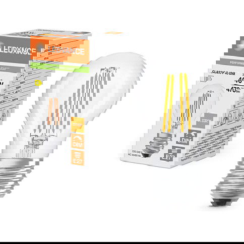 OSRAM P 40 LED Classic P Dimmable Bombilla 3.4W 827 Blanca Cálida, Casquillo E27, Transparente