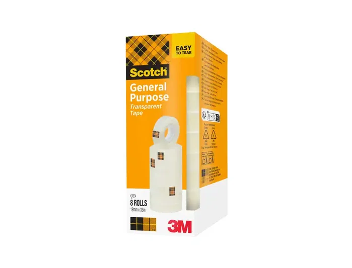 Scotch Cinta Adhesiva Magic 508 19mm x 33m Pack de 8 Rollos