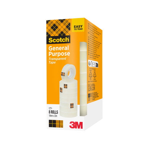 Scotch Cinta Adhesiva Magic 508 19mm x 33m Pack de 8 Rollos