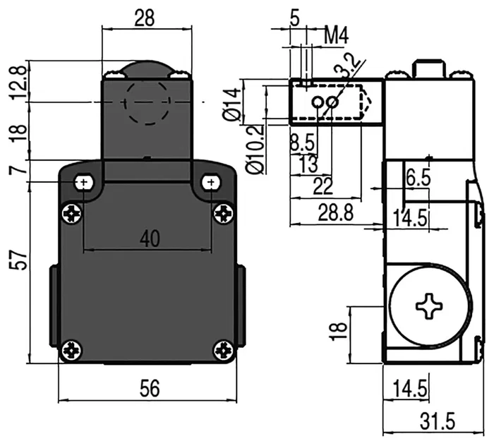 PIZZATO ELETTRICA FL 1895-M2 Interruptor de seguridad de bisagra NC + NA
