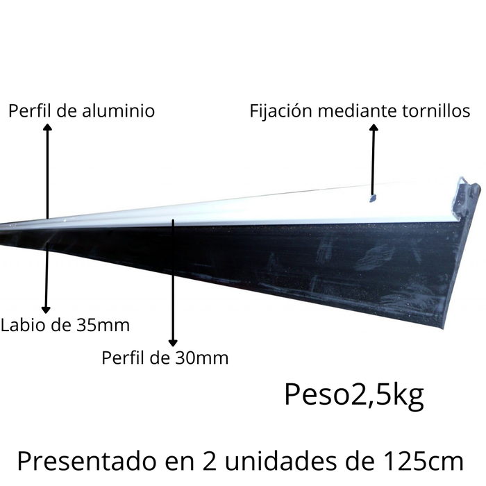 Buscasa Burlete aluminio garaje labio 250 (2x1,25m) blanco