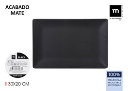 La Mediterranea Bandeja Melamina Mate Black 30 x 20 x 2.5 cm (12 Unidades)移