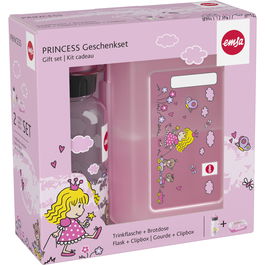 Emsa 518137 Tritan Trinkflasche mit Brotdose Princess - Botella de Agua y Fiambrera para Niñas, Color Rosa, 75 x 182 x 183 mm, BPA Free, Aptas para Lavavajillas