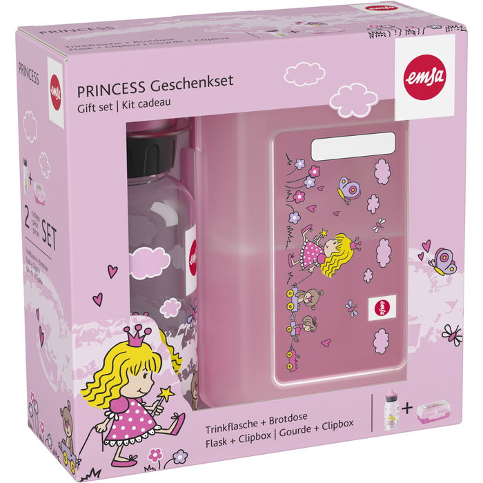 Emsa 518137 Tritan Trinkflasche mit Brotdose Princess - Botella de Agua y Fiambrera para Niñas, Color Rosa, 75 x 182 x 183 mm, BPA Free, Aptas para Lavavajillas Emsa 518137 Tritan Trinkflasche mit Brotdose Princess - Botella de Agua y Fiambrera para Niñas, Color Rosa, 75 x 182 x 183 mm, BPA Free, Aptas para Lavavajillas