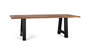 GINER Y COLOMER Mesa de Comedor de Madera de Acacia 240 cm con Patas de Metal Negro - 240x100x77 cm - Estilo Natural y Moderno
