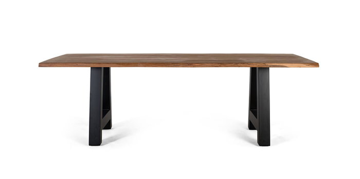 GINER Y COLOMER Mesa de Comedor de Madera de Acacia 240 cm con Patas de Metal Negro - 240x100x77 cm - Estilo Natural y Moderno GINER Y COLOMER Mesa de Comedor de Madera de Acacia 240 cm con Patas de Metal Negro - 240x100x77 cm - Estilo Natural y Moderno