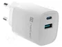 Natec NUC-2140 Cargador GaN con USB-A y USB-C Blanco