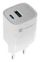 Natec NUC-2140 Cargador GaN 30W Carga Rápida Power Delivery 3.0 y QC 3.0 con 1x USB-A y 1x USB-C, Universal, Blanco, Interior