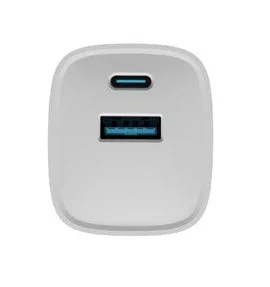 Natec NUC-2140 Cargador GaN 30W Carga Rápida Power Delivery 3.0 y QC 3.0 con 1x USB-A y 1x USB-C, Universal, Blanco, Interior