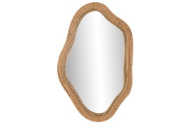 DKD Home Decor Espejo de Ratán y Cristal Natural 51x2,5x81 cm