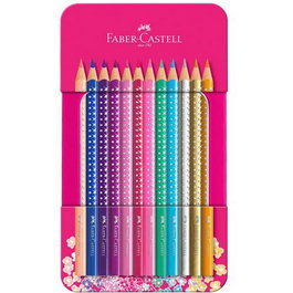 FABER-CASTELL Buntstifte Sparkle 12er Metalletui de colores con estuche metálico
