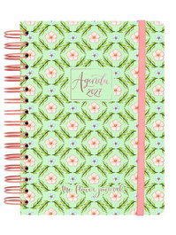 FINOCAM Agenda Anual 2027 Flower Journal Wire-O Verde con Goma