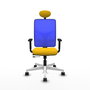 PIQUERAS Y CRESPO Silla de oficina Motilla con mecanismo Sincro/Traslack, Amarillo y Azul