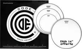 CODE Generator Fusion Blanco (10,12,14" + Dna 14 ") Parche Batería con Muffle Adherido, Sonido Controlable
