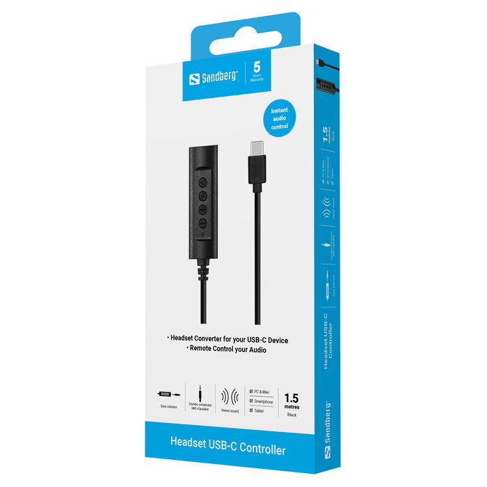 SANDBERG Headset USB-C Controller 1,5m