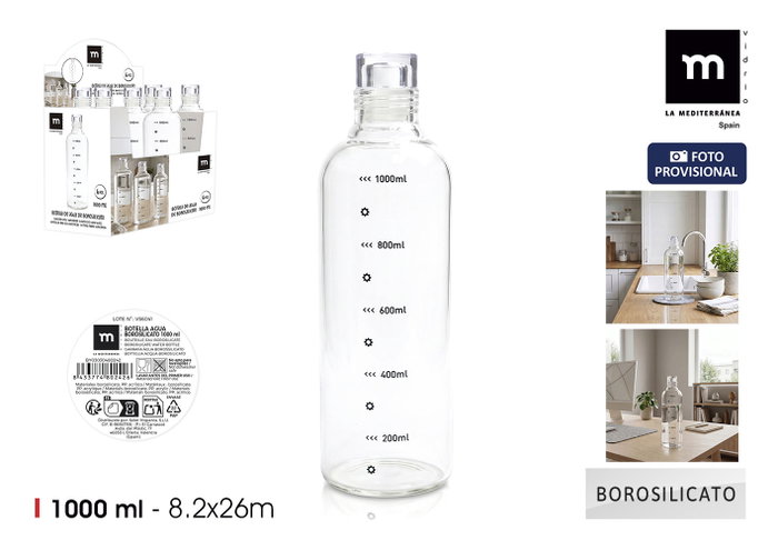 La Mediterranea Botella de Agua de Borosilicato 1160ml La Mediterranea Botella de Agua de Borosilicato 1160ml