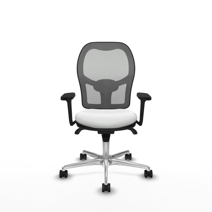PIQUERAS Y CRESPO Silla de oficina Jorquera con mecanismo Sincro, tela blanca y malla gris PIQUERAS Y CRESPO Silla de oficina Jorquera con mecanismo Sincro, tela blanca y malla gris