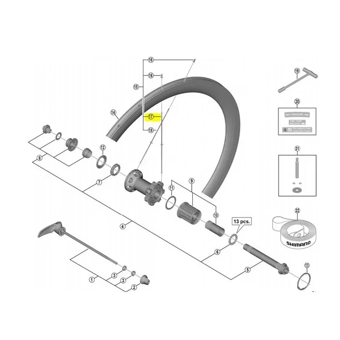 SHIMANO Radio Trasero Dchowhr9100 C60 Cl 289Mm