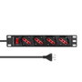 Lanview Regleta de Alimentación para Rack de 10 Pulgadas, 4 Tomas Schuko/Tipo J, Cable de 2m 13A, Montaje en Rack 1U