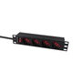 Lanview Regleta de Alimentación para Rack de 10 Pulgadas, 4 Tomas Schuko/Tipo J, Cable de 2m 13A, Montaje en Rack 1U
