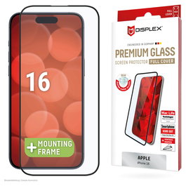 Displex Protector de Pantalla Premium de Vidrio Templado 10H Anti-Huellas para iPhone 16 - Transparente, Aplicación Fácil, Incluye Kit