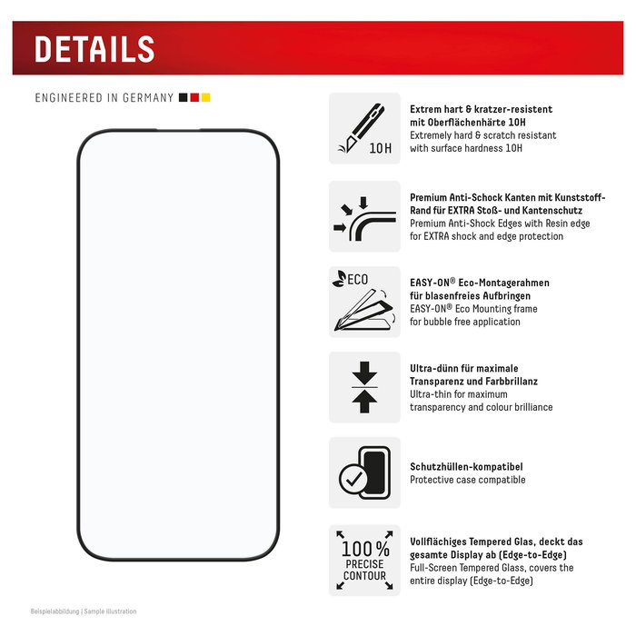 Displex Protector de Pantalla Premium de Vidrio Templado 10H Anti-Huellas para iPhone 16 - Transparente, Aplicación Fácil, Incluye Kit