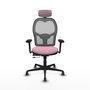 PIQUERAS Y CRESPO Silla de oficina Jorquera con mecanismo Sincro/Traslack, Rosa y Gris