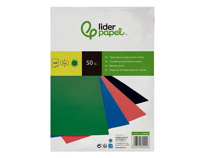 Liderpapel Tapa Encuadernación Cartón A4 1mm Verde Paquete 50 Unidades