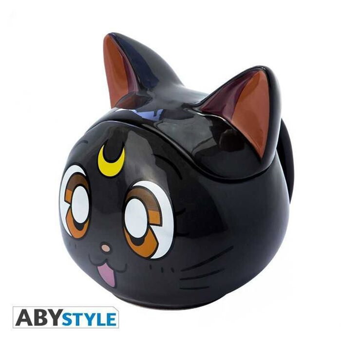 Abysse Taza 3D Sailor Moon Luna - Taza de cerámica de colección 350 ml, diseño kawai, lavado a mano