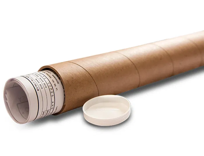 Q-connect Tubo Portadocumentos 60x640 mm, Tubo de Cartón Reciclado con Tapas de Plástico para Transporte y Almacenaje